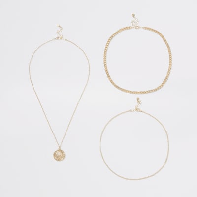 Goudkleurige gelaagde ketting met leeuwenhoofd