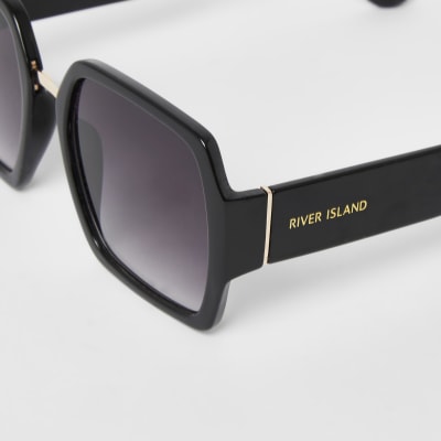 Black square shape glam sunglasses