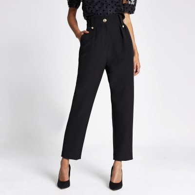 "Peg Crest" Knopfhose in Schwarz