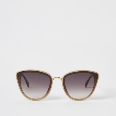 Sonnenbrille im Cateye-Stil und beige-strukturierten Bügeln