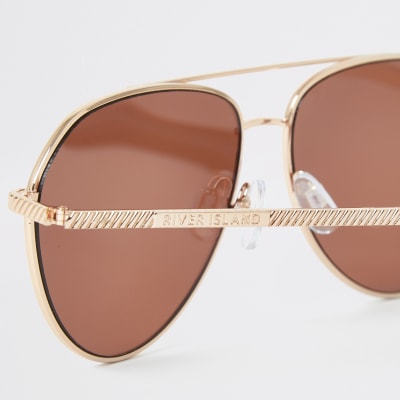 Rose gold tinted aviator sunglasses
