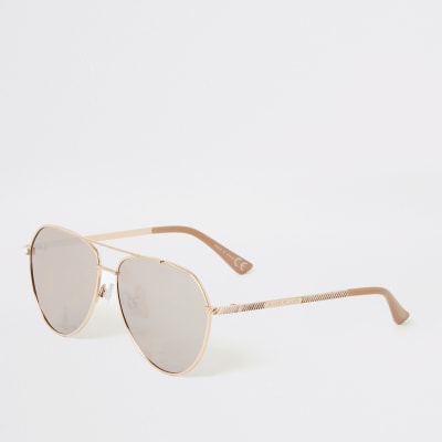 Rose gold tinted aviator sunglasses
