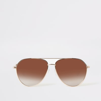 Getönte Pilotensonnenbrille in Roségold
