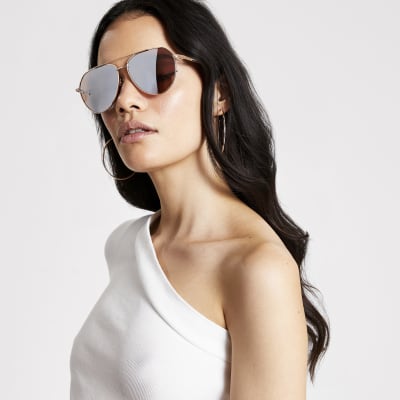 Rose gold tinted aviator sunglasses