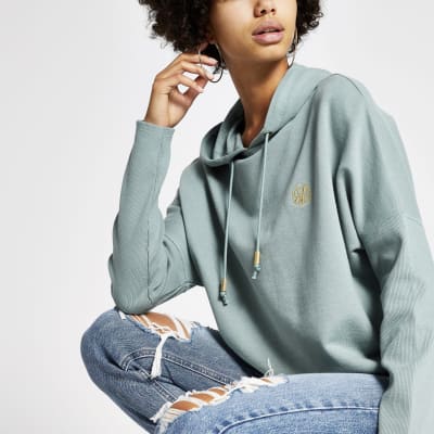 Hellgrüner Hoodie mit Fledermausärmel