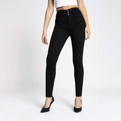 Hailey – Schwarze Skinny Jeans mit hohem Bund