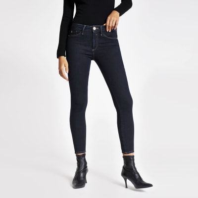 Molly – Dunkelblaue Jeggings mit mittelhohem Bund