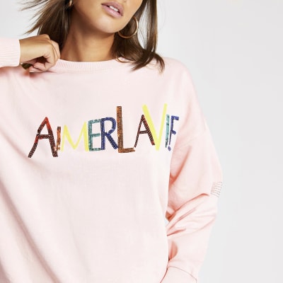 Mit Pailetten verziertes Sweatshirt in Pink