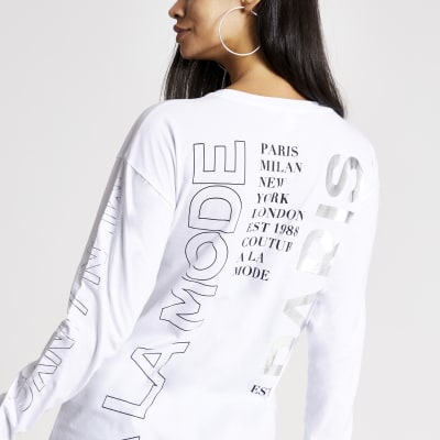 Weißes, langärmeliges T-Shirt „A LA MODE“