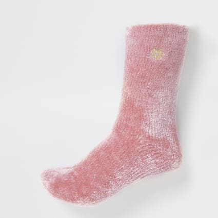 Pink RVR velvet fluffy slipper socks