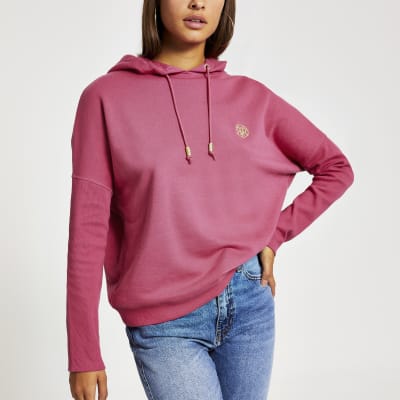 Pinker Hoodie mit Fledermausärmeln