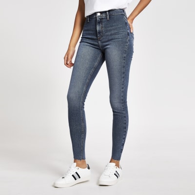 Blauwe Kaia discojeans met hoge taille