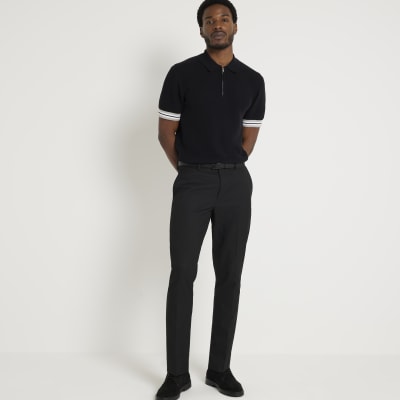 Crème gebreide geribbelde pullover met V-hals