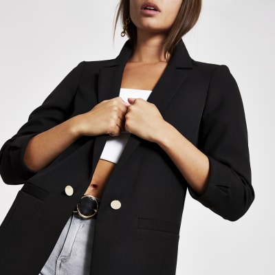 Zwarte blazer met omgeslagen mouwen