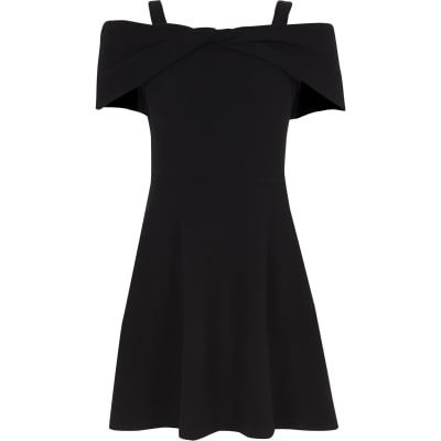 river island black bow dress