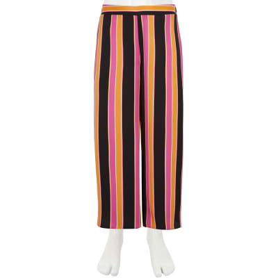 Girls Orange Stripe Wide Leg Palazzo Trousers River Island