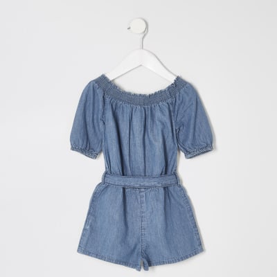 denim playsuit bardot