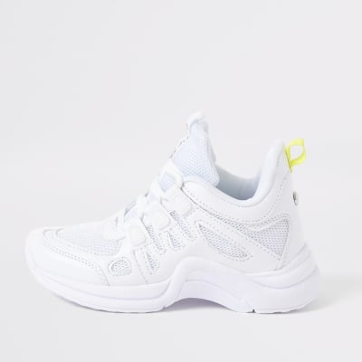 uo tyson white faux leather chunky trainers