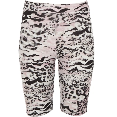 Girls pink leopard print cycling shorts | River Island