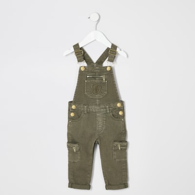 girls khaki dungarees