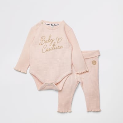 Rosa Body-Leggings-Outfit für Babys