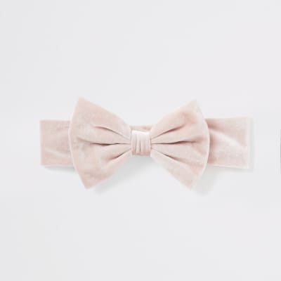  Roze hoofdband van velours met strik voor baby's