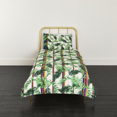Cream Palm Print Single Duvet Bed Set Bed Sets Bedding