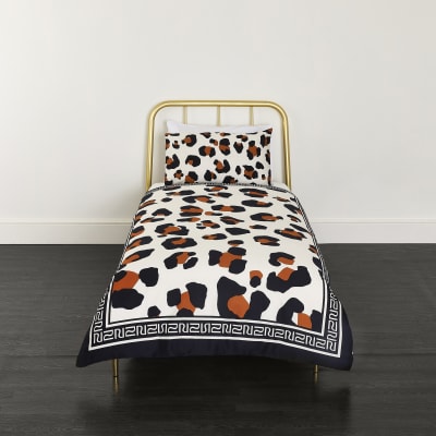 White Leopard Print Single Duvet Bed Set River Island