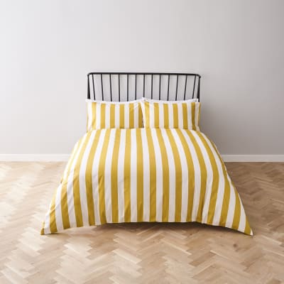 Yellow Stripe Print Double Duvet Bed Set River Island