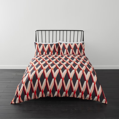 Red Diamond Print Super King Duvet Bed Set River Island