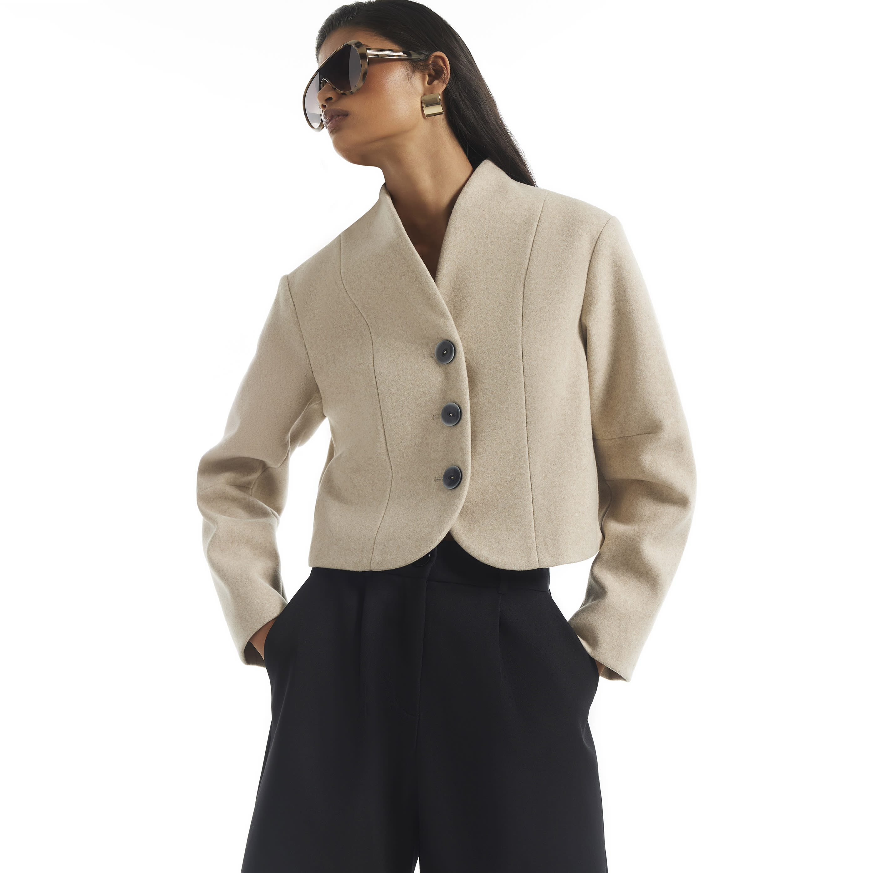 River Island Cream Button Front Jacket