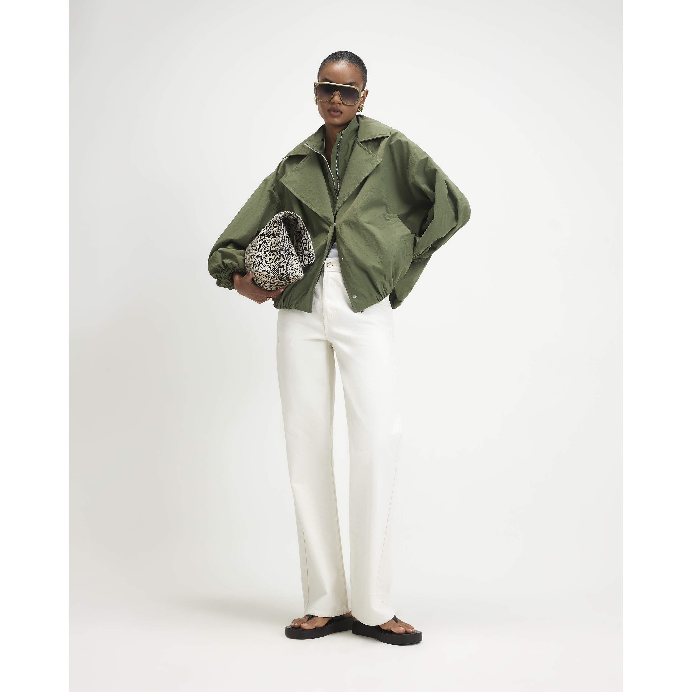 River Island Khaki Double Layer Bubble Hem Jacket
