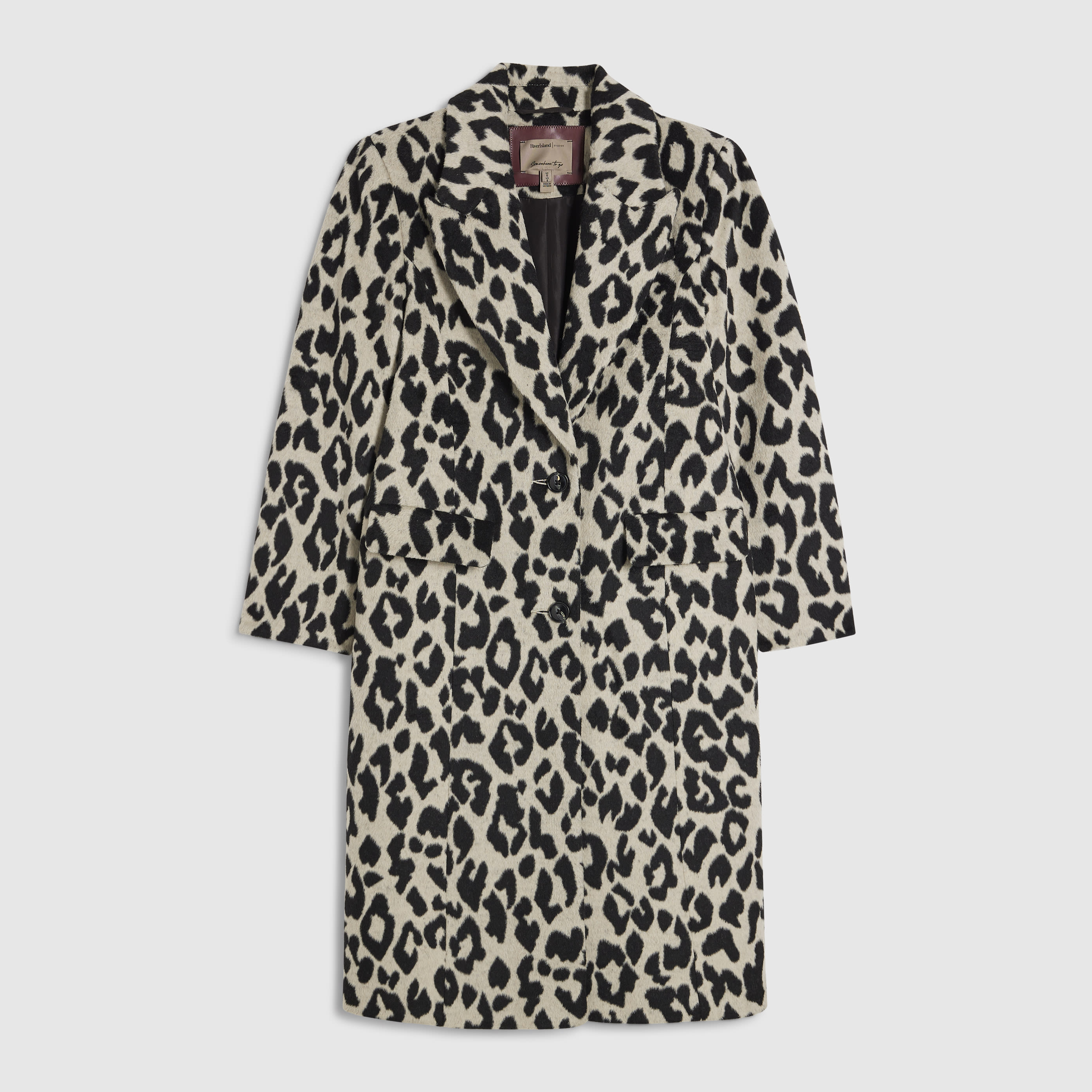 River Island Petite Cream Leopard Print Coat