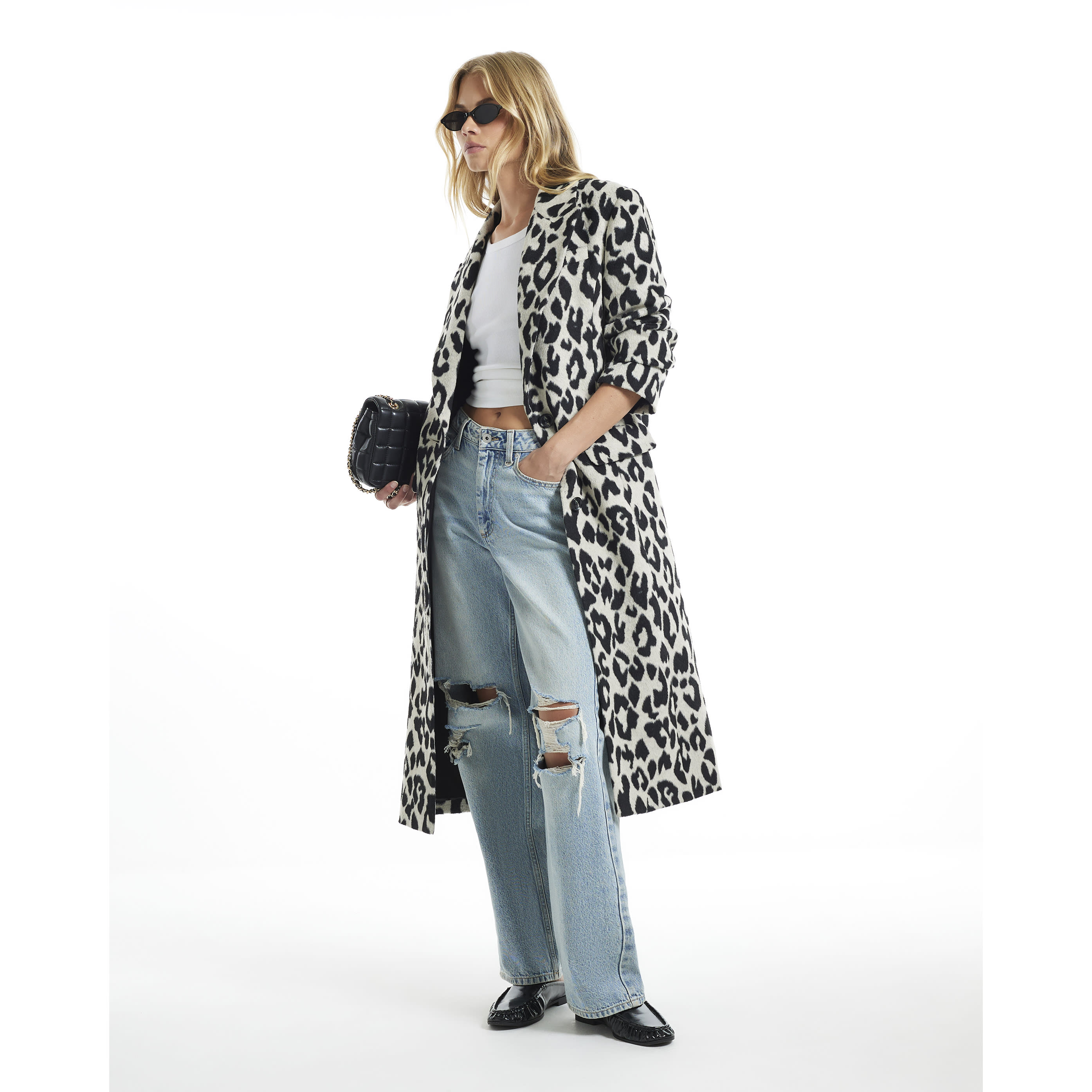 River Island Cream Leopard Duster Coat