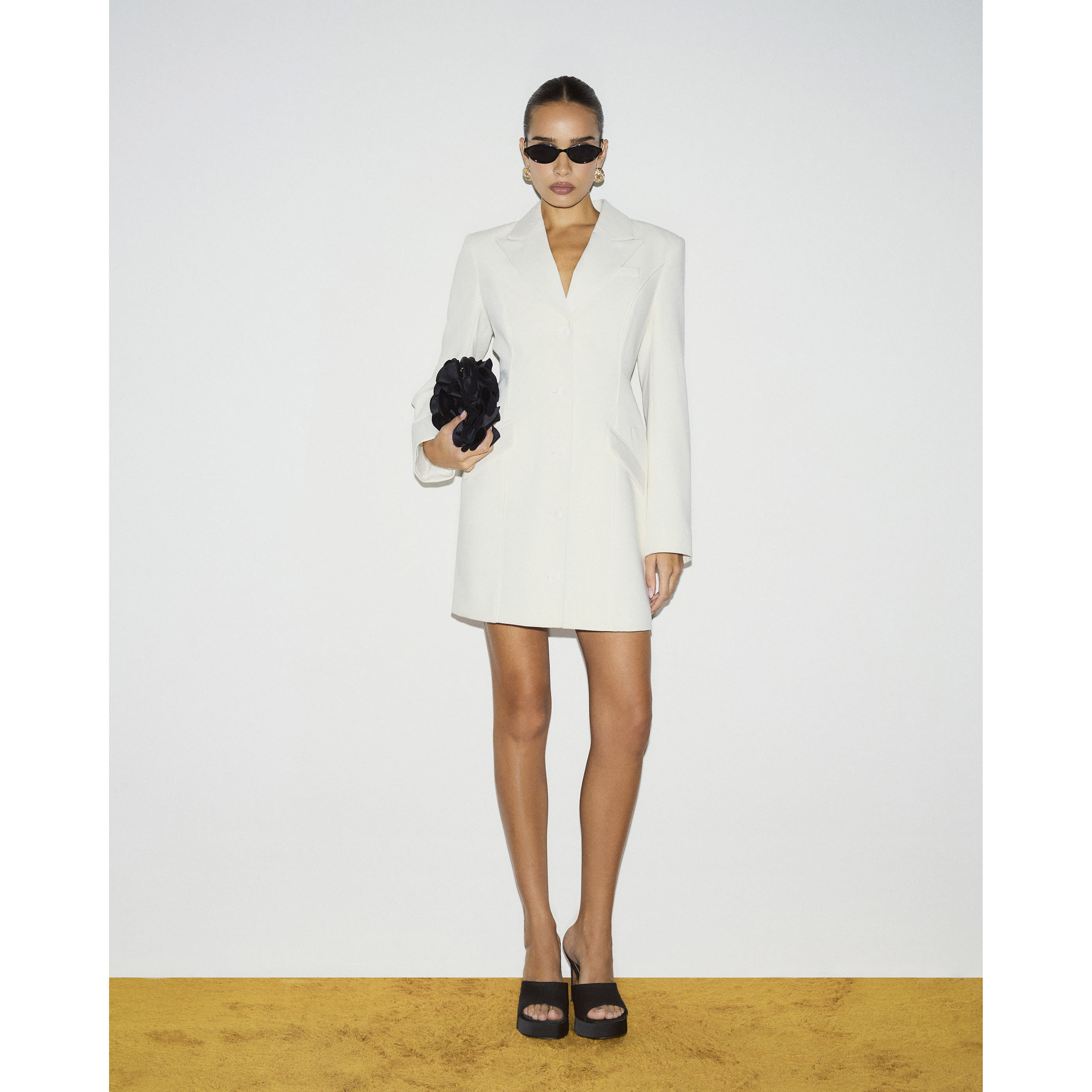 River Island Cream Tux Cinched Blazer Dress