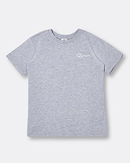 Age 13+ boys grey 'River' embroidered t-shirt