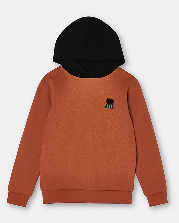 Age 13+ boys orange RR logo hoodie