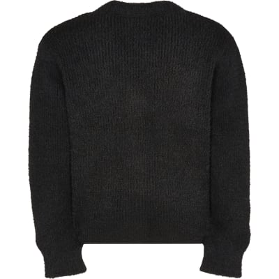 girls black fluffy cardigan