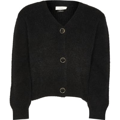 next black fluffy cardigan