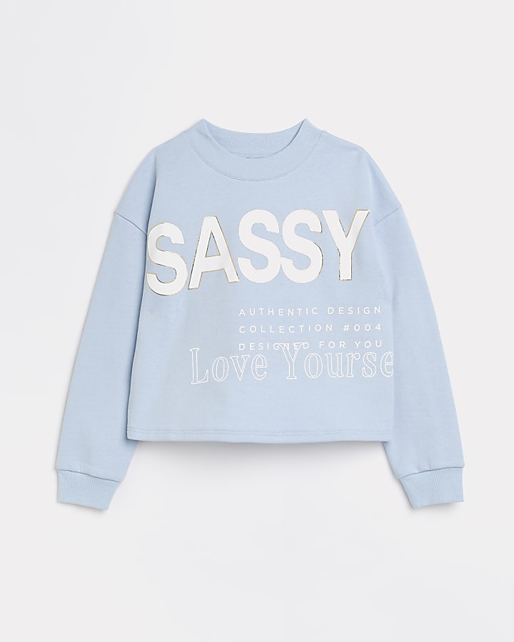Age 13+ girls blue graphic print sweatshirt