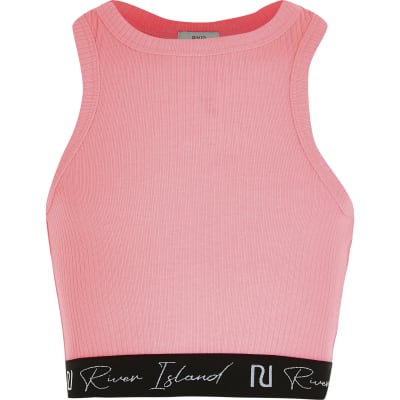 Age 13 Girls Pink Ribbed Crop Top River Island