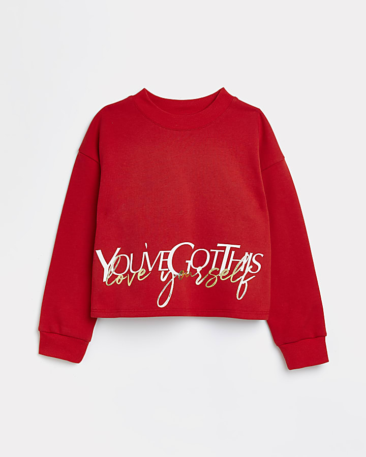 Age 13+ Girls red graphic print sweatshirt