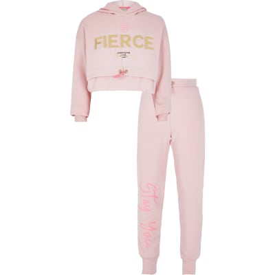 girls pink tracksuit