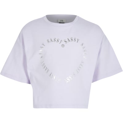 Age 13+ girls 'Sassy' heart print t-shirt | River Island
