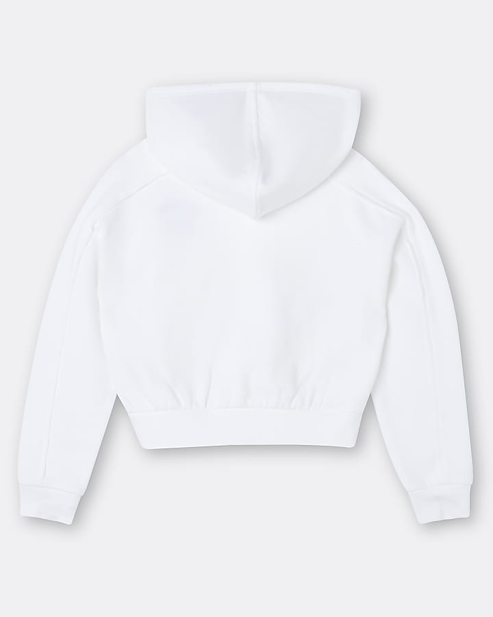 Age 13+ girls white RI embroidered hoodie