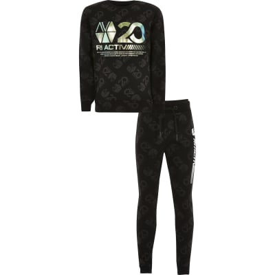 Age13+ boys black RI Active tracksuit River Island