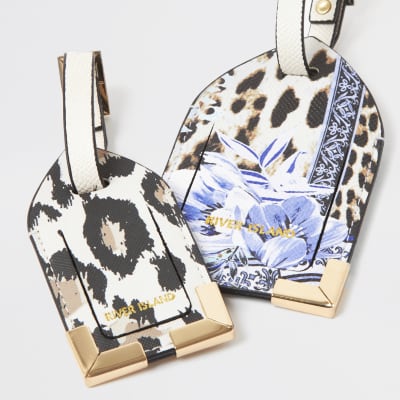 Animal and floral printed luggage tag set