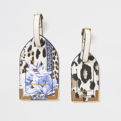 Animal and floral printed luggage tag set