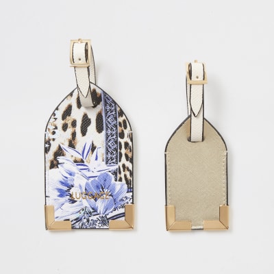 Animal and floral printed luggage tag set