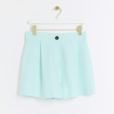 Aqua linen blend high waisted shorts River Island